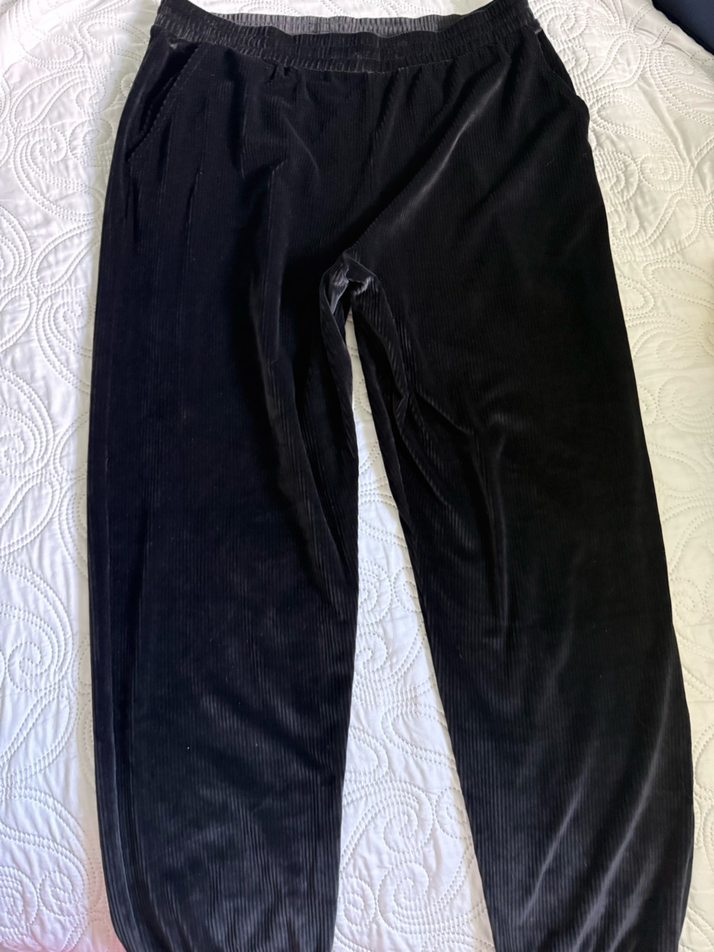 Victoria's Secret Black Ribbed Velvet Lounge Pants
